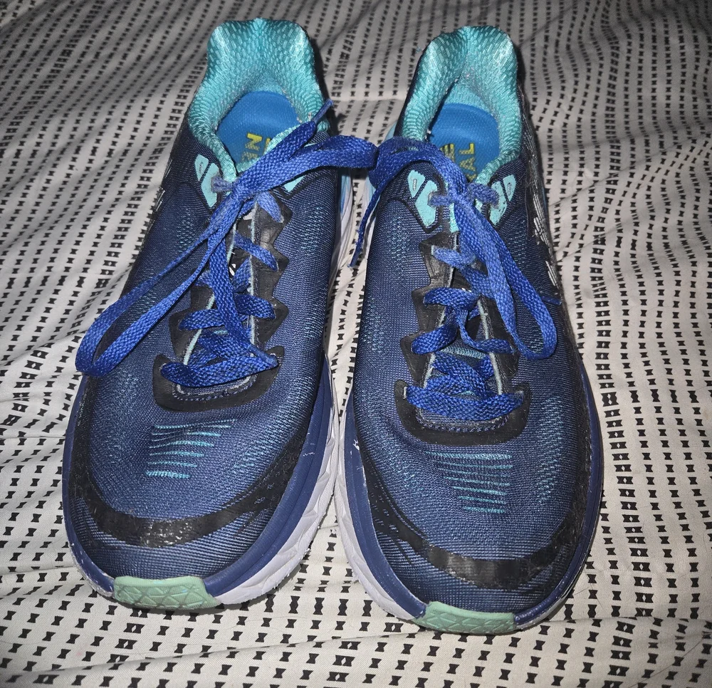 HOKA Size 10 D Blue Athletic Running Shoes with Teal Lining